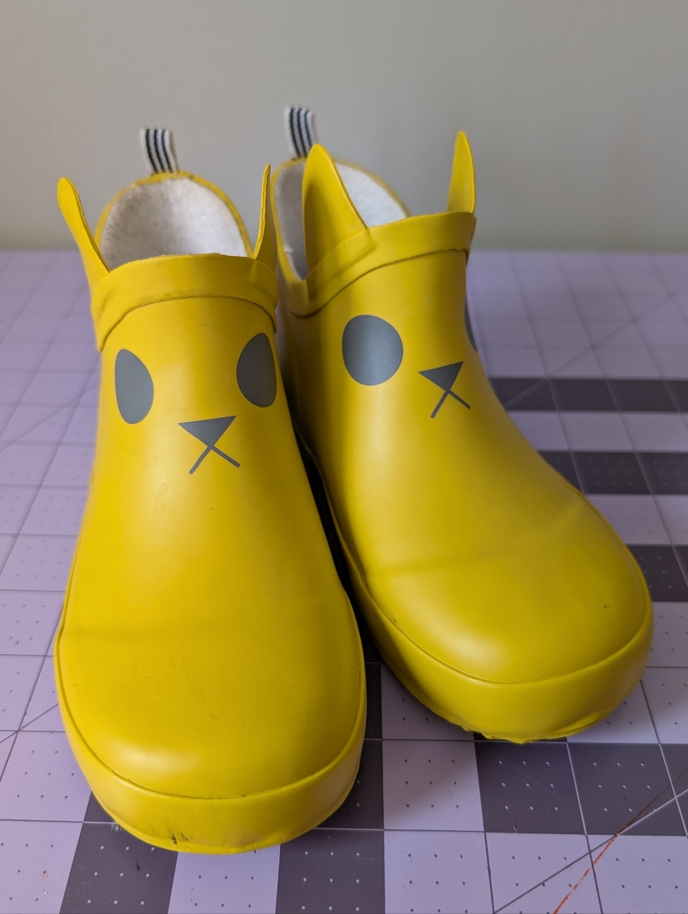 Boxbo French Yellow Cat Rainboots Wellies Kids Toddler Size 28 US 11